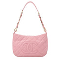 CHANEL Caviar Skin Matelasse Coco Mark One Shoulder Pink Gold-Tone Hardware, Pre-Owned