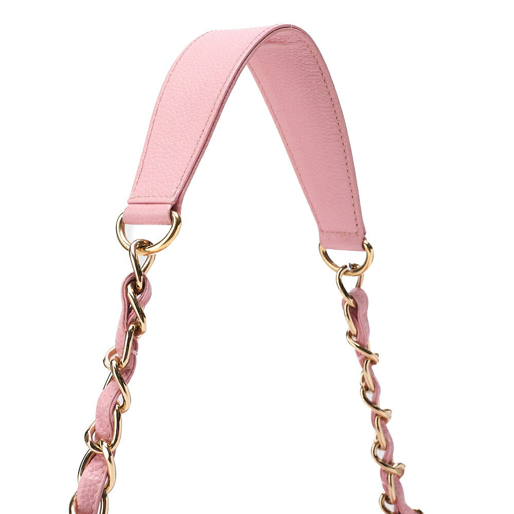CHANEL Caviar Skin Matelasse Coco Mark One Shoulder Pink Gold-Tone Hardware, Pre-Owned