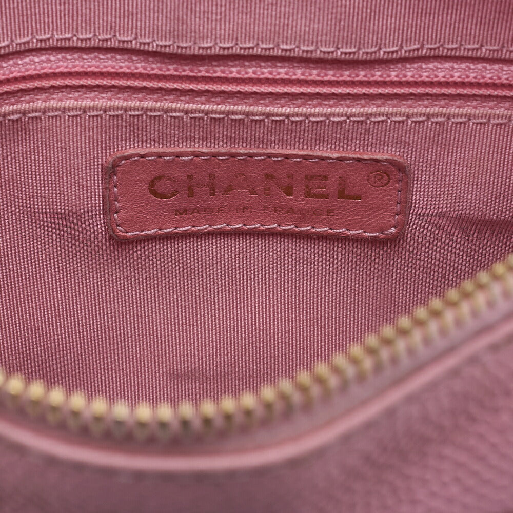 CHANEL Caviar Skin Matelasse Coco Mark One Shoulder Pink Gold-Tone Hardware, Pre-Owned