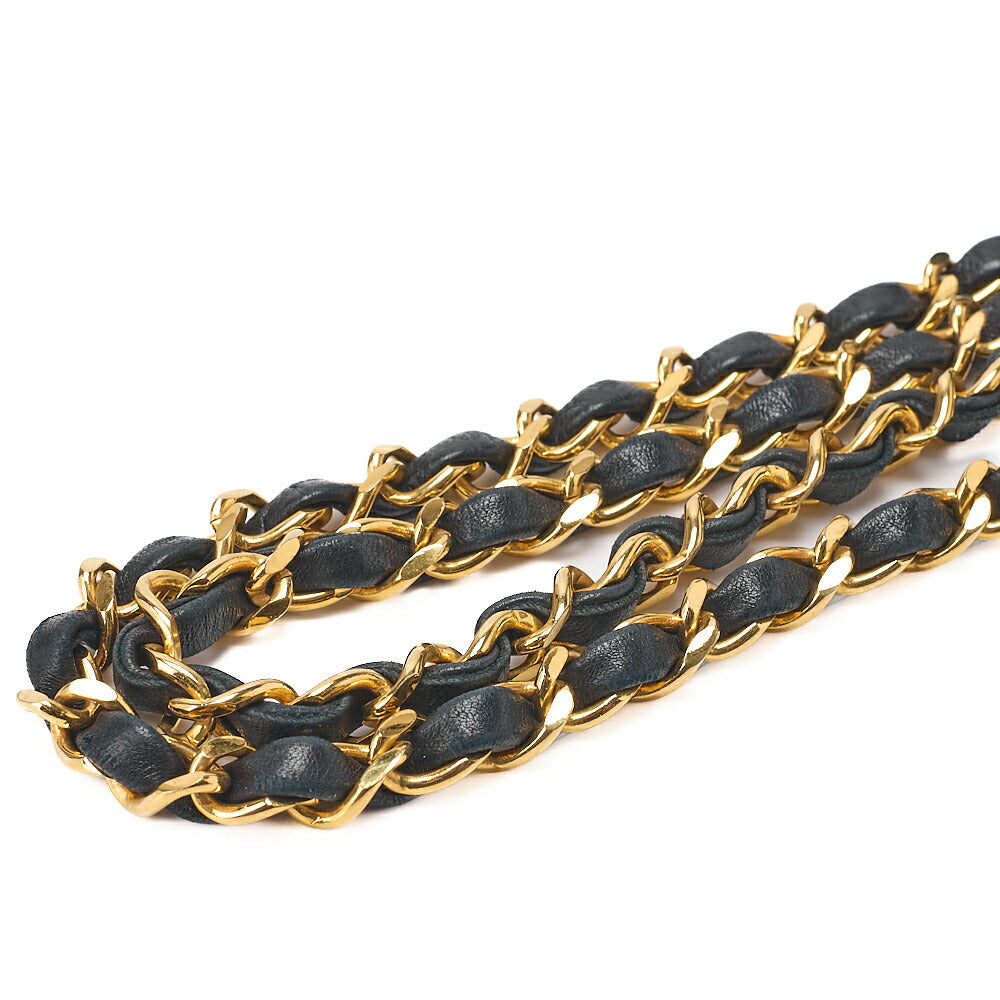 CHANEL Chain Shoulder Bag Matelasse Lambskin Rhinestone Push Lock Black Gold-Tone Hardware, Pre-Owned