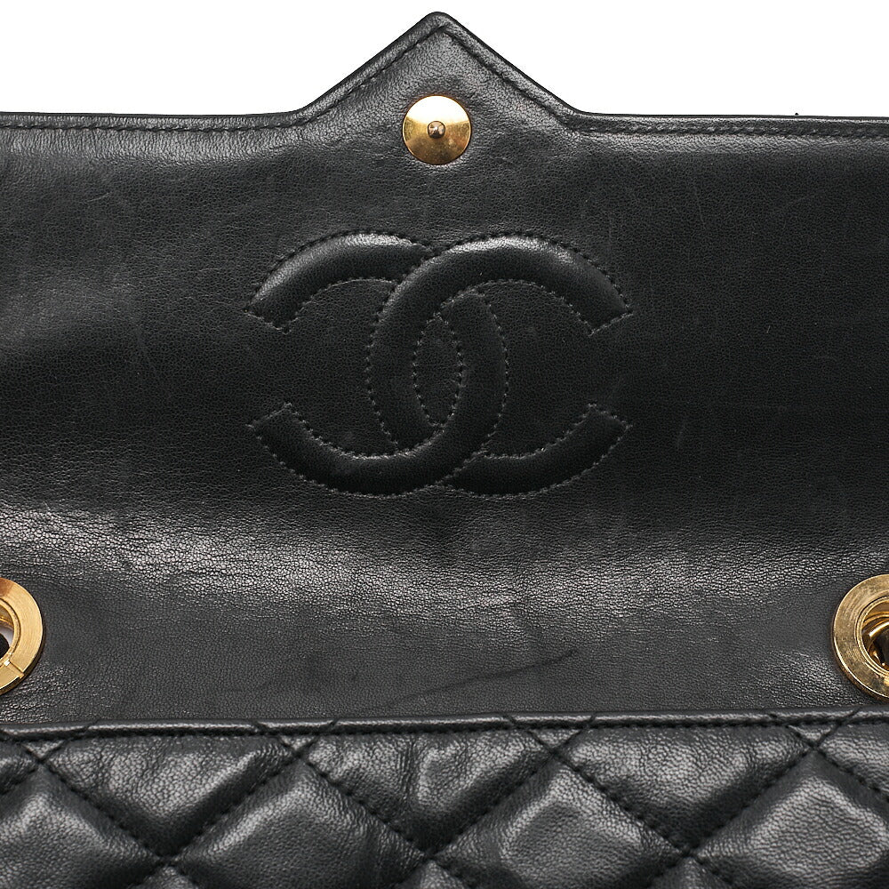 CHANEL Chain Shoulder Bag Matelasse Lambskin Rhinestone Push Lock Black Gold-Tone Hardware, Pre-Owned