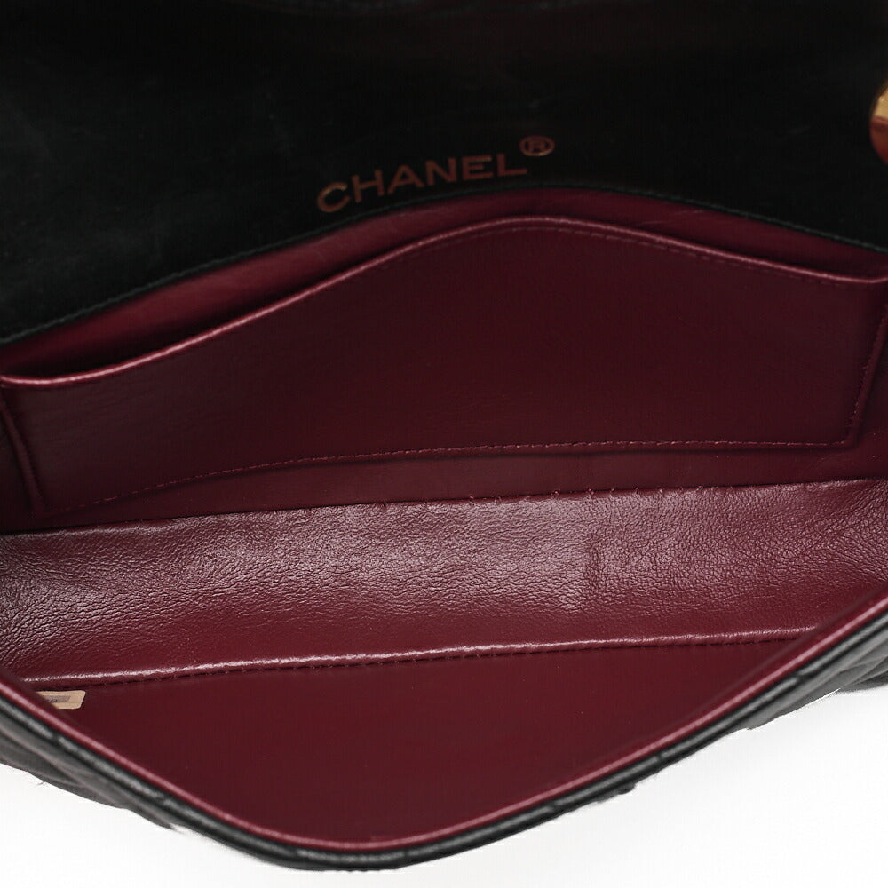 CHANEL Chain Shoulder Bag Matelasse Lambskin Rhinestone Push Lock Black Gold-Tone Hardware, Pre-Owned