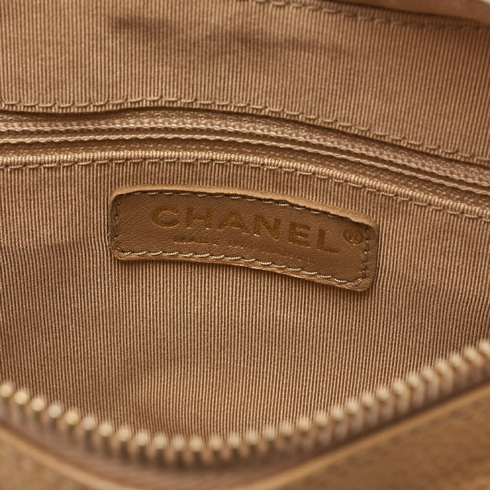 CHANEL Caviar Skin Matelasse Cocomark One Shoulder Beige Gold-Tone Hardware, Pre-Owned