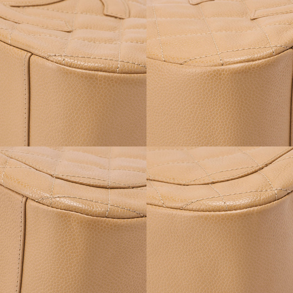CHANEL Caviar Skin Matelasse Cocomark One Shoulder Beige Gold-Tone Hardware, Pre-Owned