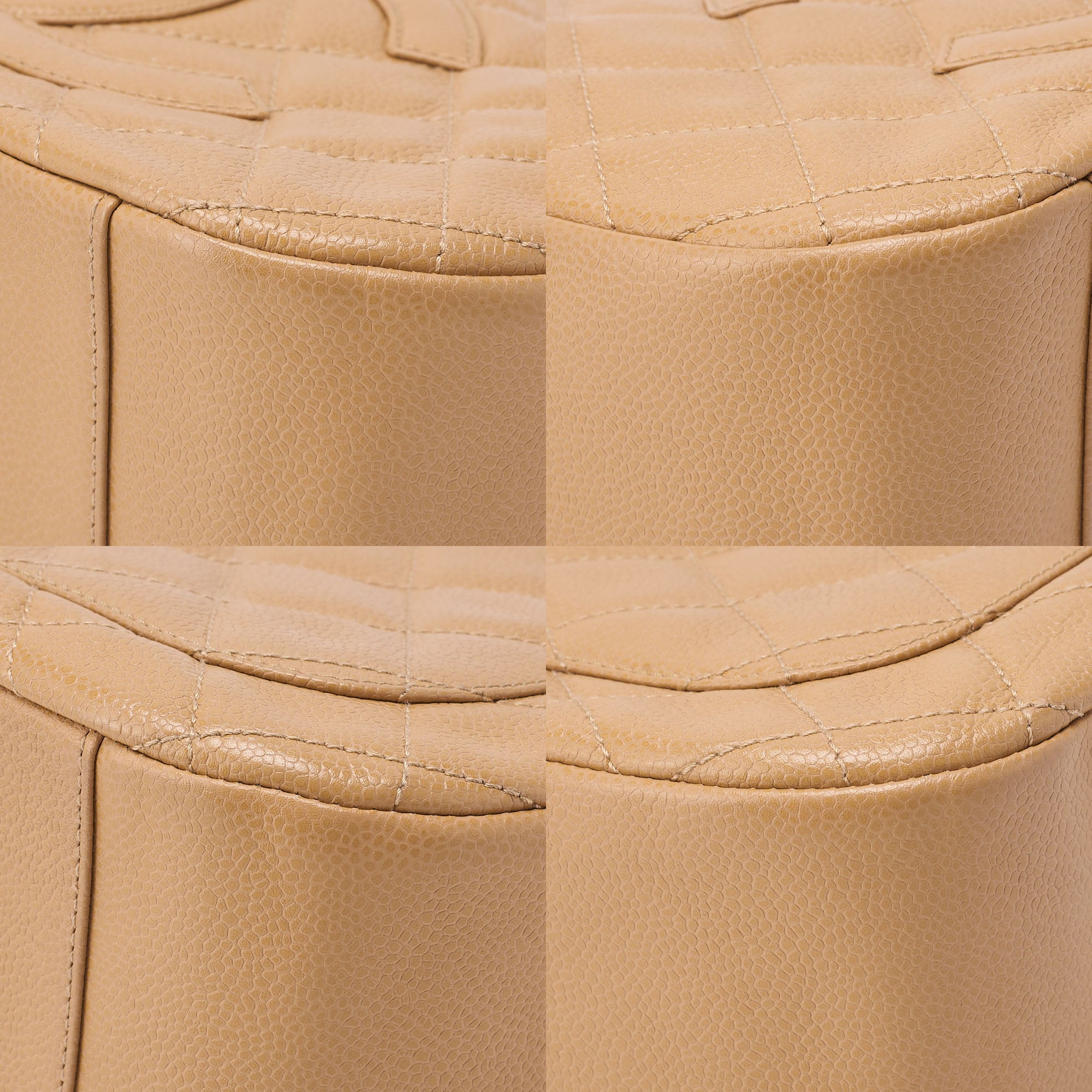 CHANEL Caviar Skin Matelasse Cocomark One Shoulder Beige Gold-Tone Hardware, Pre-Owned