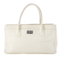 CHANEL Tote Bag Executive Caviar Skin 2.55 White Silver-Tone Hardware, Pre-Owned