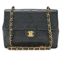 CHANEL Chain Shoulder Bag Mini Matelasse 20cm Lambskin Black Gold-Tone Hardware, Pre-Owned