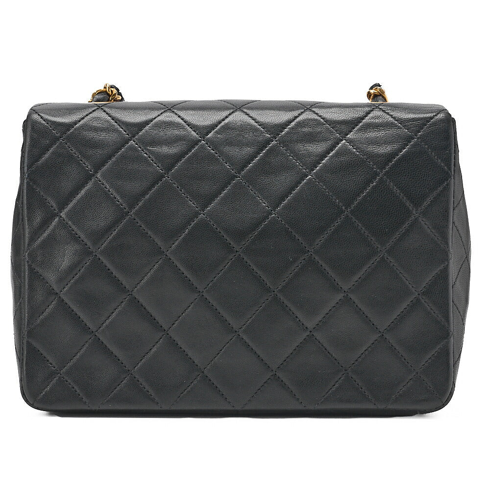 CHANEL Chain Shoulder Bag Mini Matelasse 20cm Lambskin Black Gold-Tone Hardware, Pre-Owned