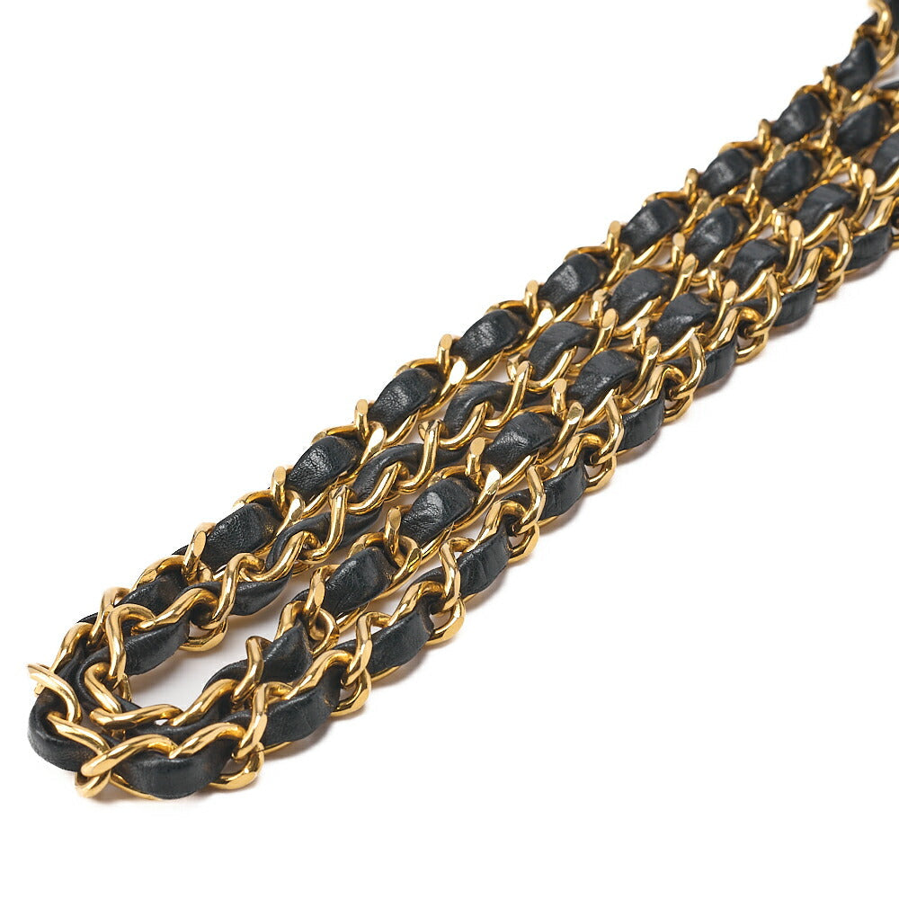 CHANEL Chain Shoulder Bag Mini Matelasse 20cm Lambskin Black Gold-Tone Hardware, Pre-Owned