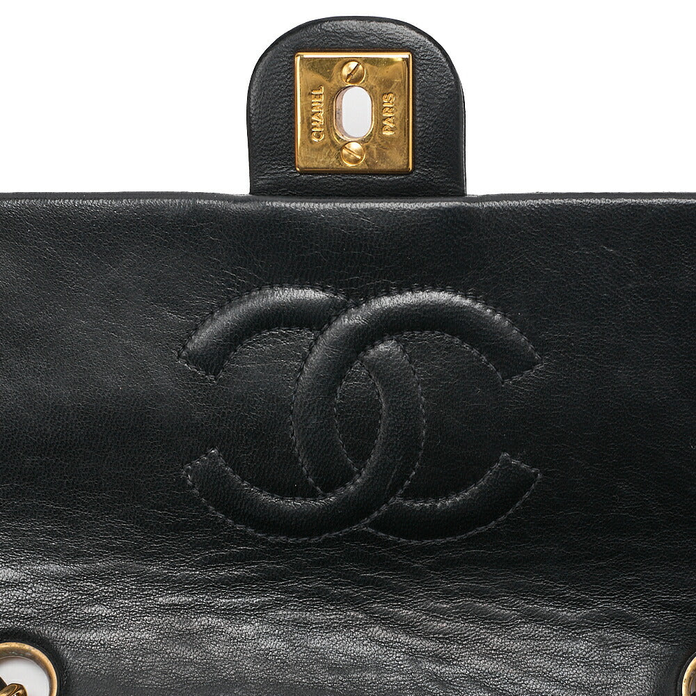 CHANEL Chain Shoulder Bag Mini Matelasse 20cm Lambskin Black Gold-Tone Hardware, Pre-Owned