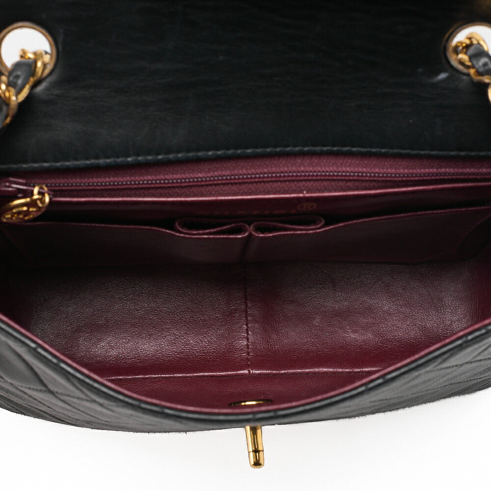 CHANEL Chain Shoulder Bag Mini Matelasse 20cm Lambskin Black Gold-Tone Hardware, Pre-Owned