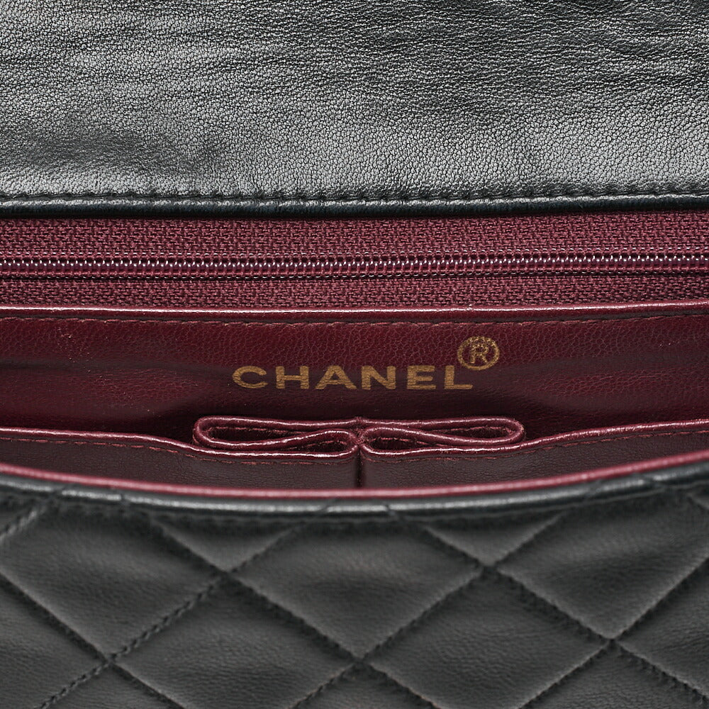 CHANEL Chain Shoulder Bag Mini Matelasse 20cm Lambskin Black Gold-Tone Hardware, Pre-Owned