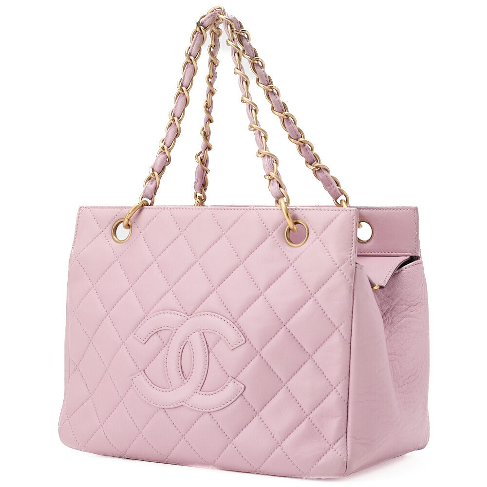 CHANEL Tote Bag Matelasse Lambskin Pink Double Chain PPT Gold-Tone Hardware, Pre-Owned]
