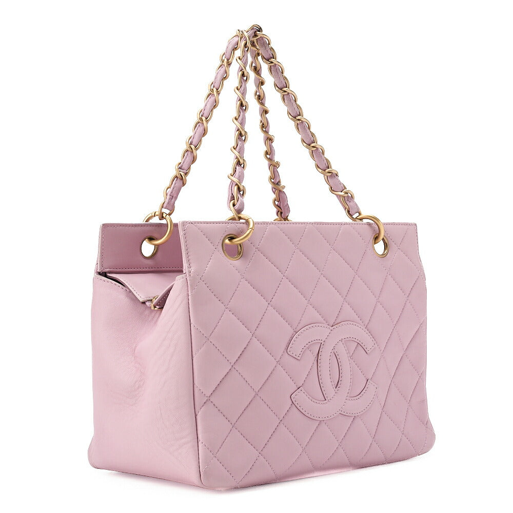 CHANEL Tote Bag Matelasse Lambskin Pink Double Chain PPT Gold-Tone Hardware, Pre-Owned]