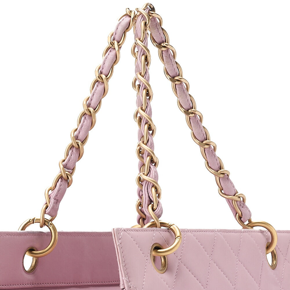 CHANEL Tote Bag Matelasse Lambskin Pink Double Chain PPT Gold-Tone Hardware, Pre-Owned]
