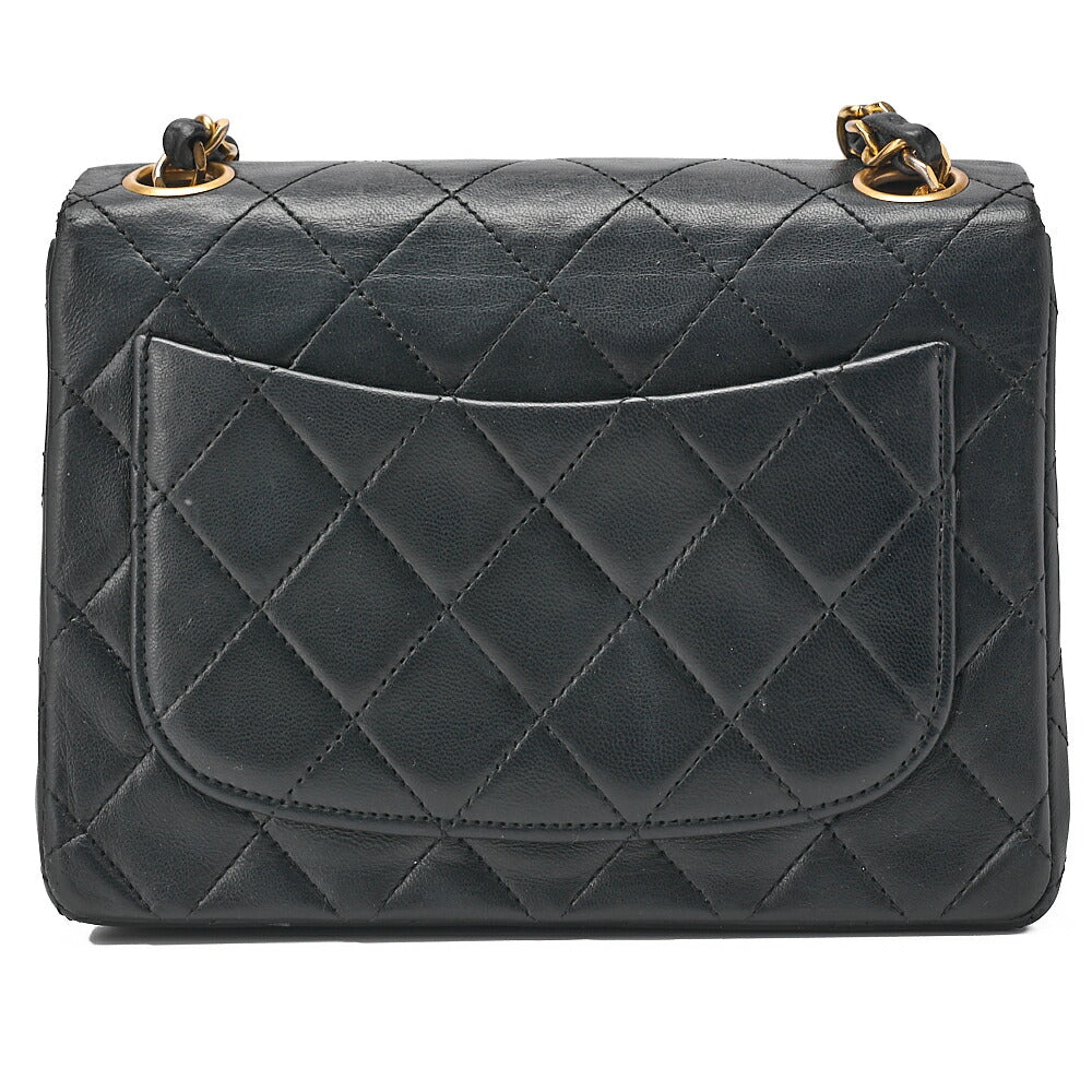CHANEL Chain Shoulder Bag Mini Matelasse 18cm Turnlock Lambskin Black Gold-Tone Hardware, Pre-Owned