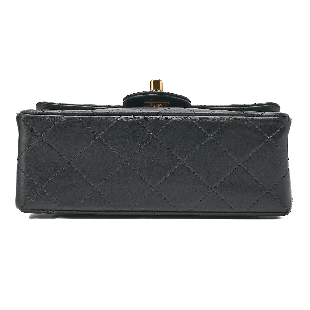 CHANEL Chain Shoulder Bag Mini Matelasse 18cm Turnlock Lambskin Black Gold-Tone Hardware, Pre-Owned