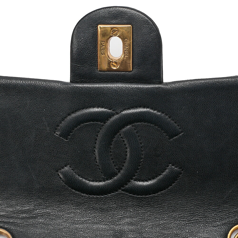 CHANEL Chain Shoulder Bag Mini Matelasse 18cm Turnlock Lambskin Black Gold-Tone Hardware, Pre-Owned