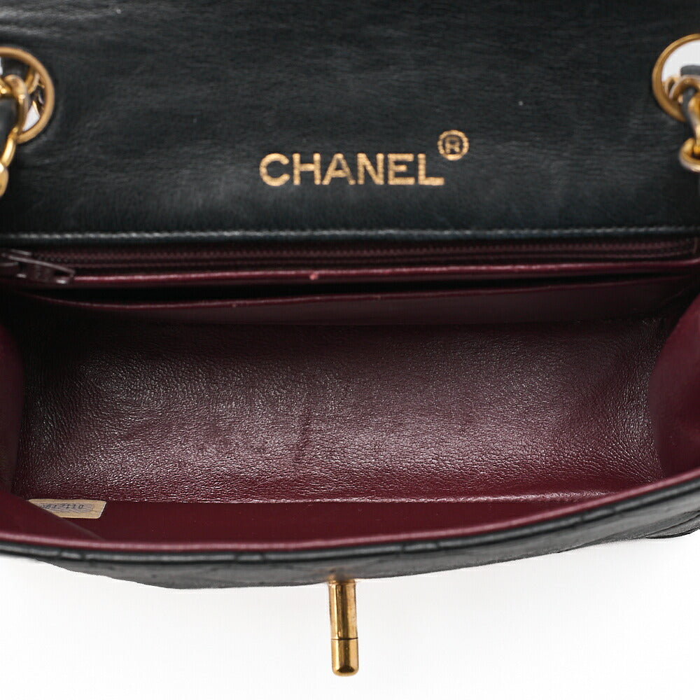 CHANEL Chain Shoulder Bag Mini Matelasse 18cm Turnlock Lambskin Black Gold-Tone Hardware, Pre-Owned