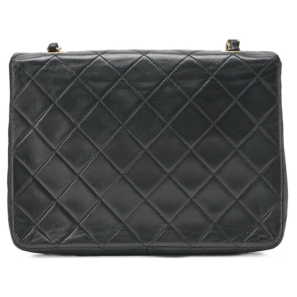 CHANEL Chain Shoulder Bag Mini Matelasse 20cm Lambskin Black Gold-Tone Hardware, Pre-Owned