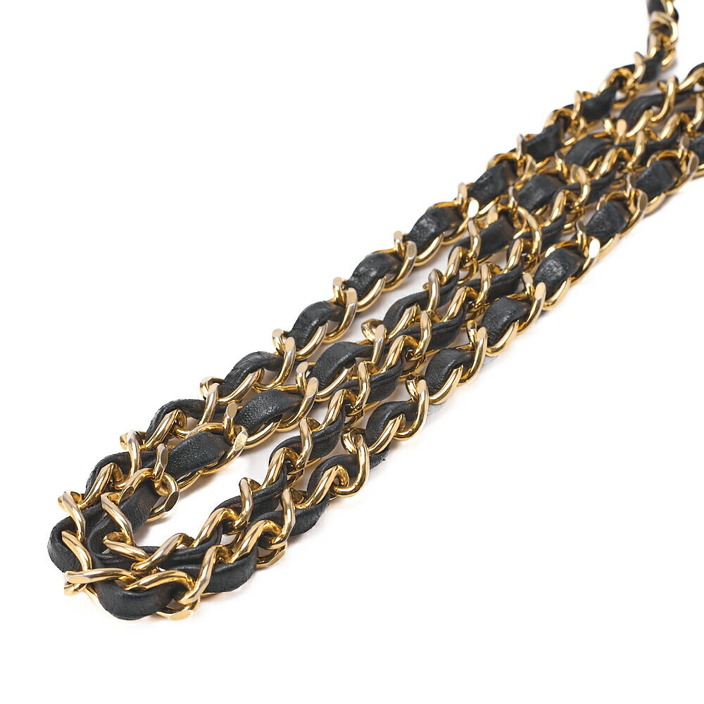 CHANEL Chain Shoulder Bag Mini Matelasse 20cm Lambskin Black Gold-Tone Hardware, Pre-Owned