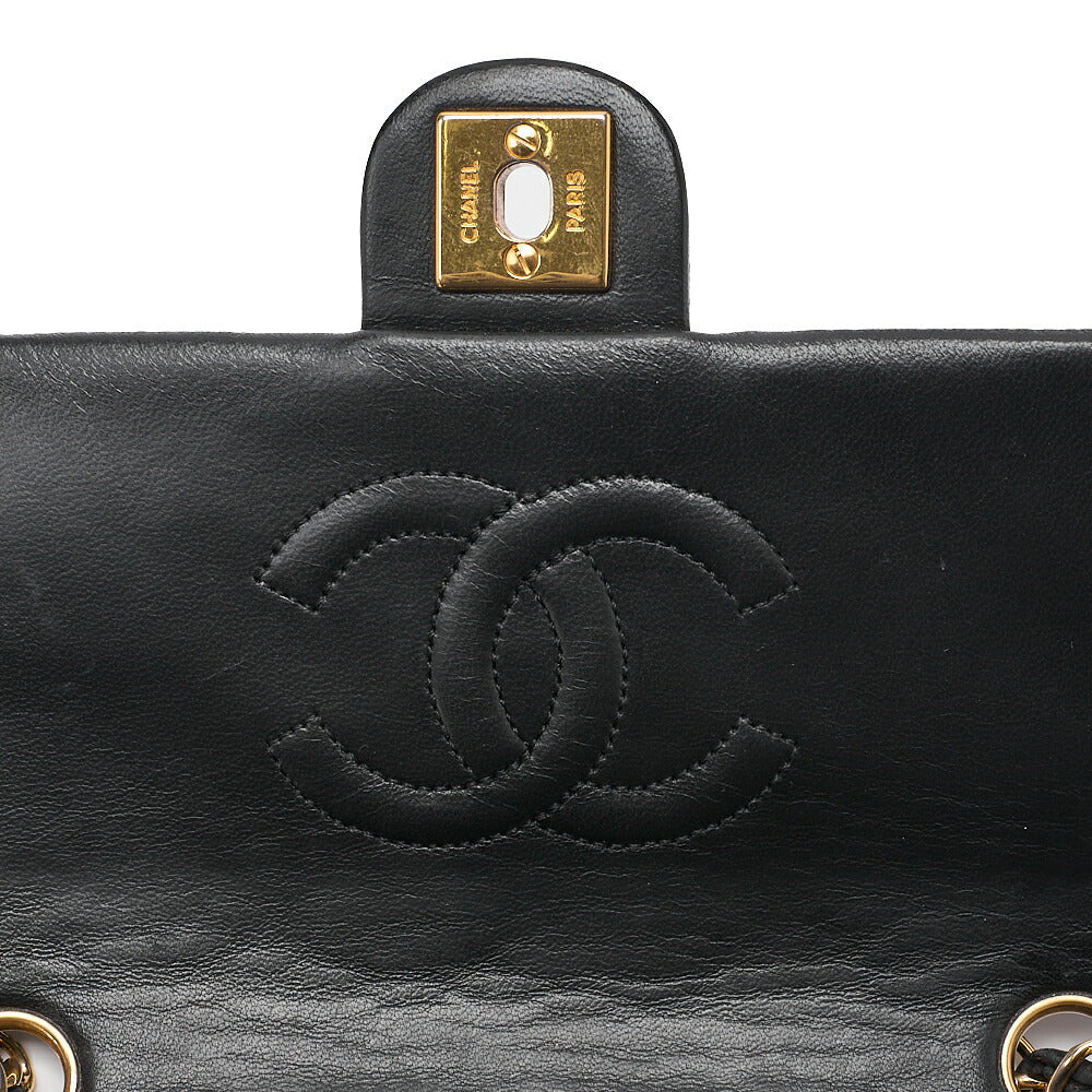CHANEL Chain Shoulder Bag Mini Matelasse 20cm Lambskin Black Gold-Tone Hardware, Pre-Owned