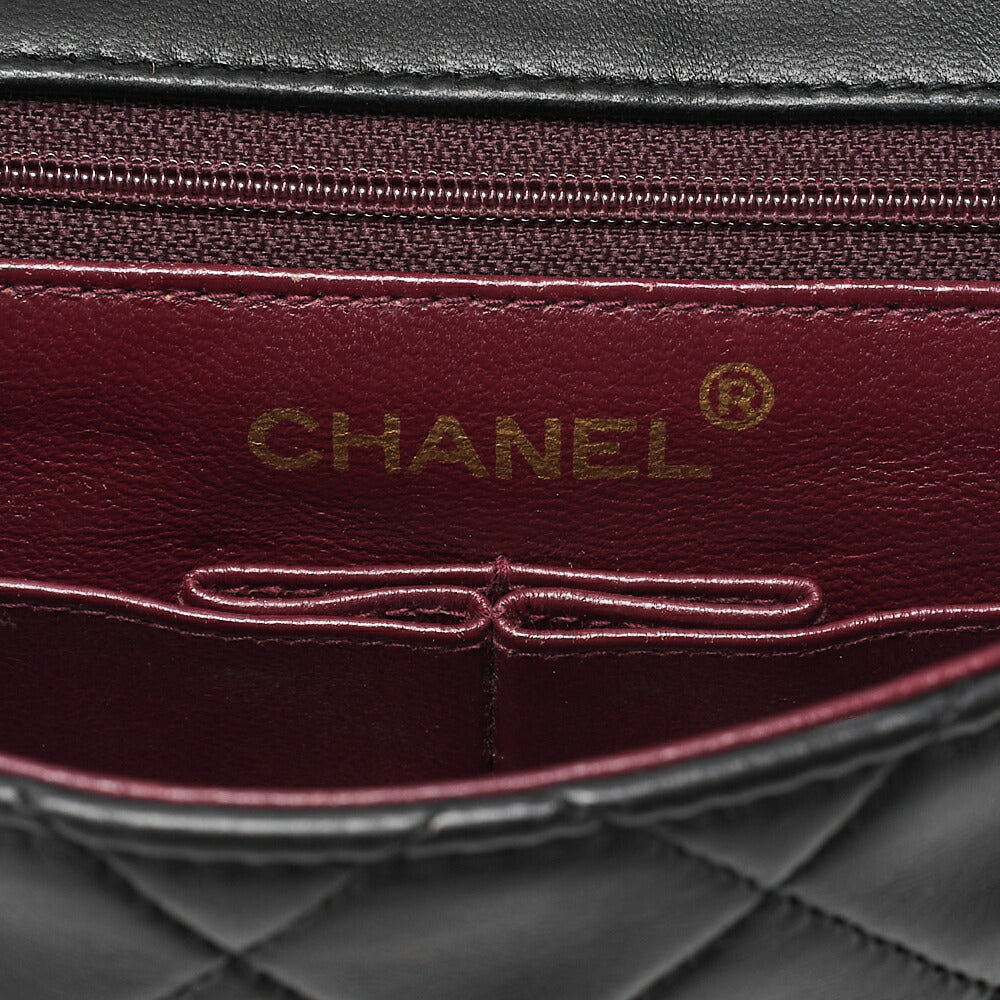 CHANEL Chain Shoulder Bag Mini Matelasse 20cm Lambskin Black Gold-Tone Hardware, Pre-Owned
