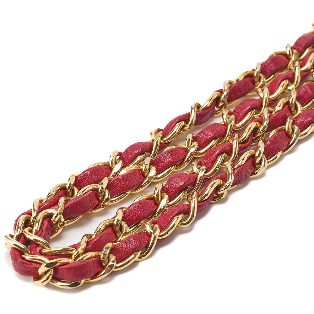 CHANEL Chain Shoulder Bag Mini Mini Matelasse Lambskin Red Single Flap Gold-Tone Hardware, Pre-Owned