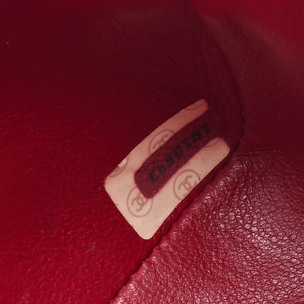 CHANEL Chain Shoulder Bag Mini Mini Matelasse Lambskin Red Single Flap Gold-Tone Hardware, Pre-Owned