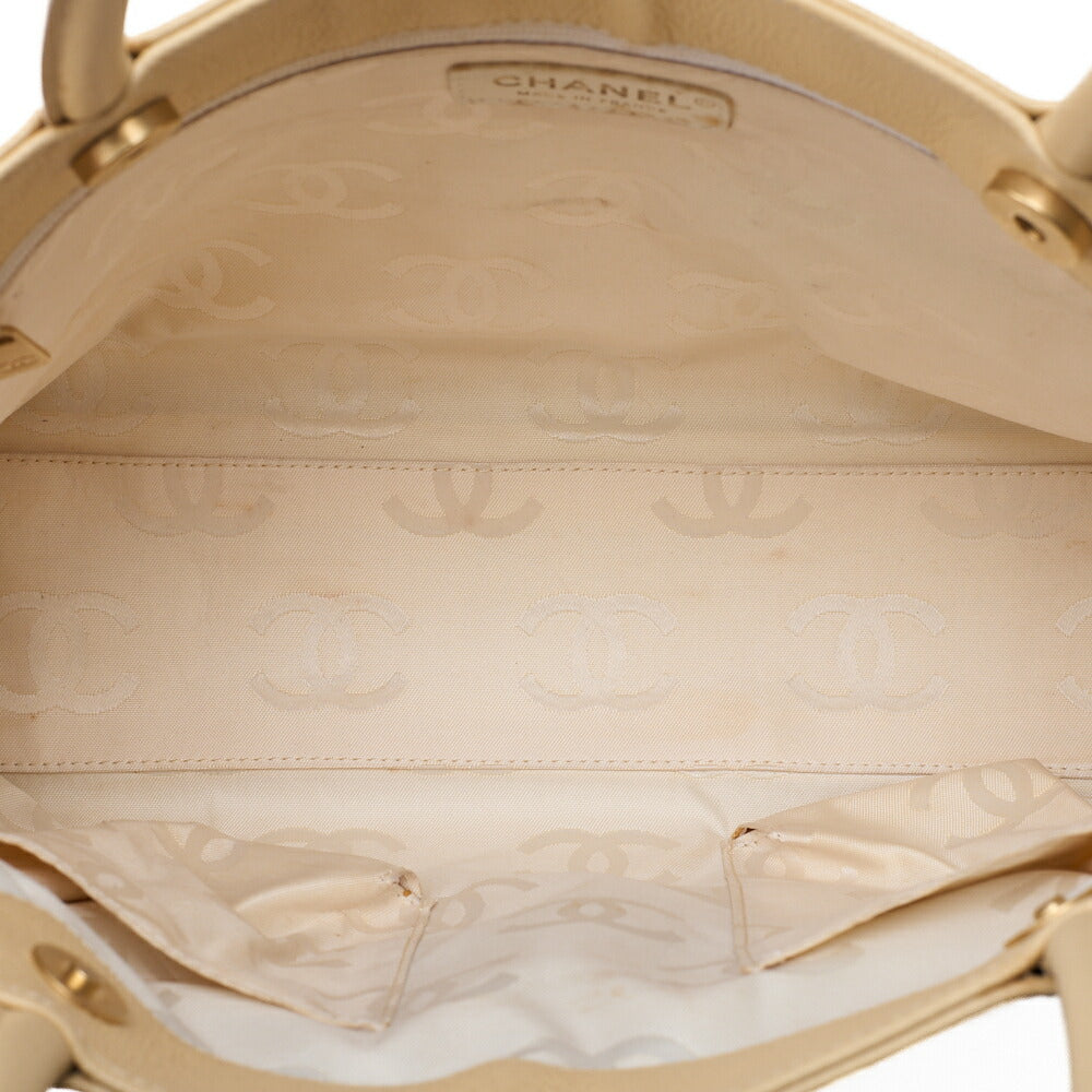 CHANEL Caviar Skin Matelasse Cocomark Large Size Tote Bag Beige Gold-Tone Hardware, Pre-Owned