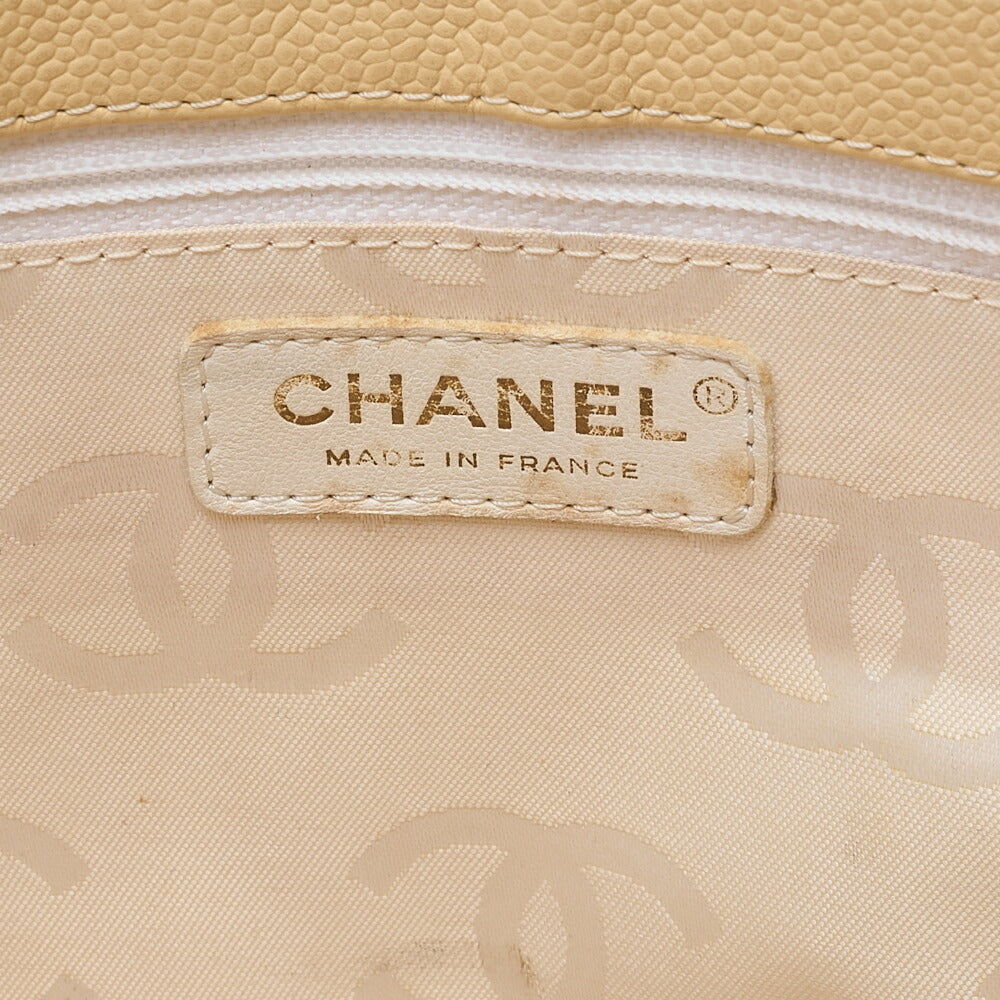 CHANEL Caviar Skin Matelasse Cocomark Large Size Tote Bag Beige Gold-Tone Hardware, Pre-Owned