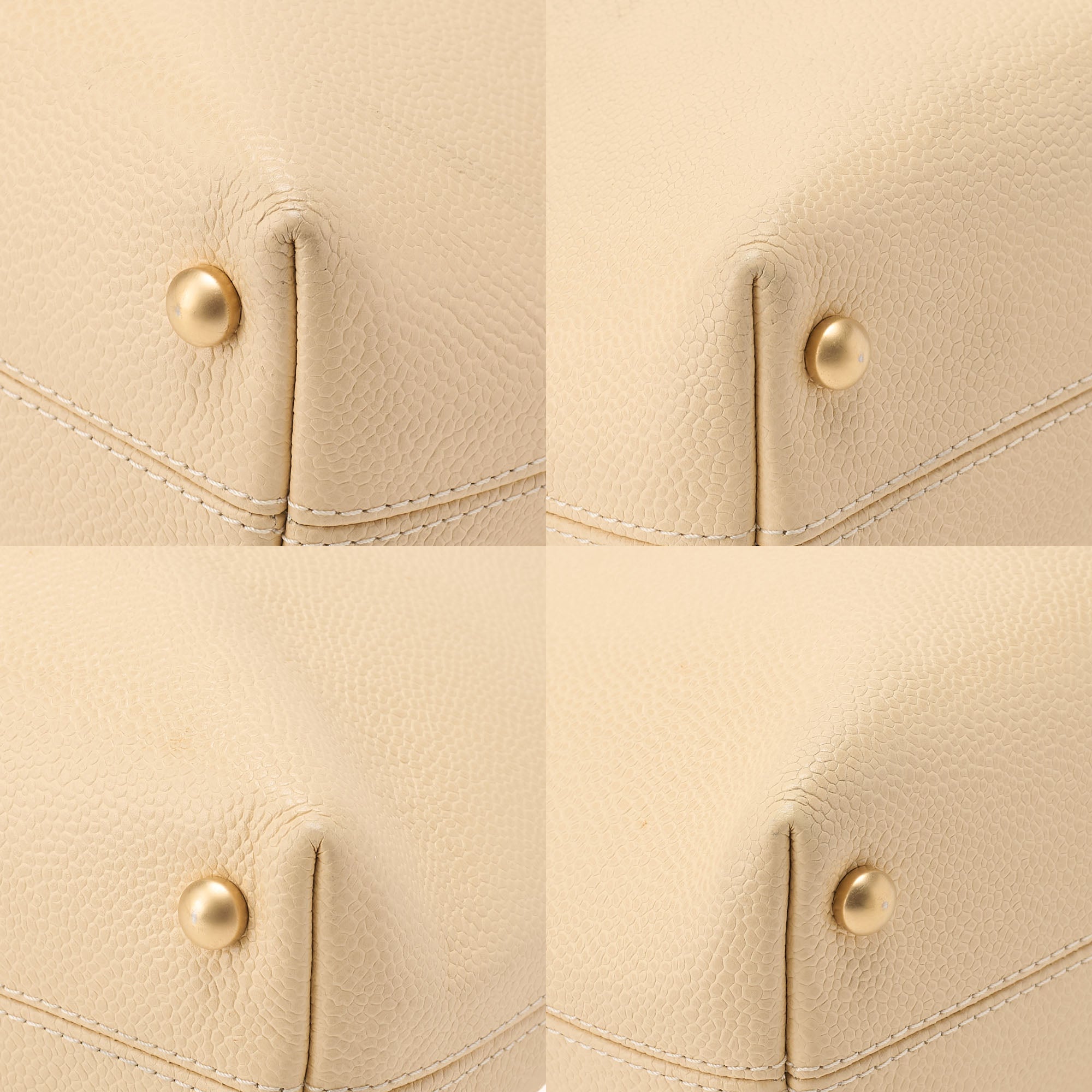CHANEL Caviar Skin Matelasse Cocomark Large Size Tote Bag Beige Gold-Tone Hardware, Pre-Owned
