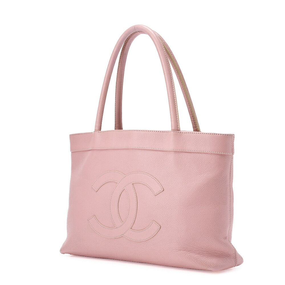 CHANEL Caviar Skin Matelasse Cocomark Large Size Tote Bag Pink Gold-Tone Hardware, Pre-Owned