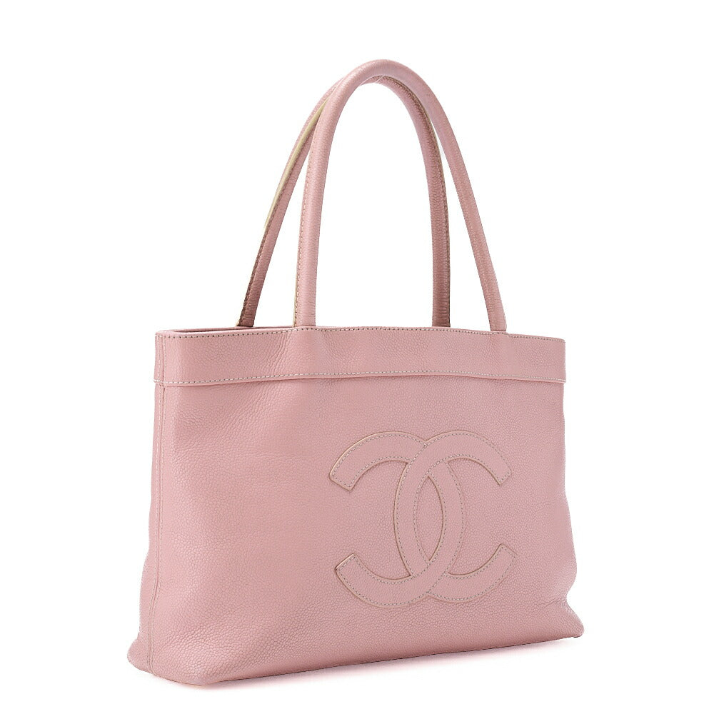 CHANEL Caviar Skin Matelasse Cocomark Large Size Tote Bag Pink Gold-Tone Hardware, Pre-Owned