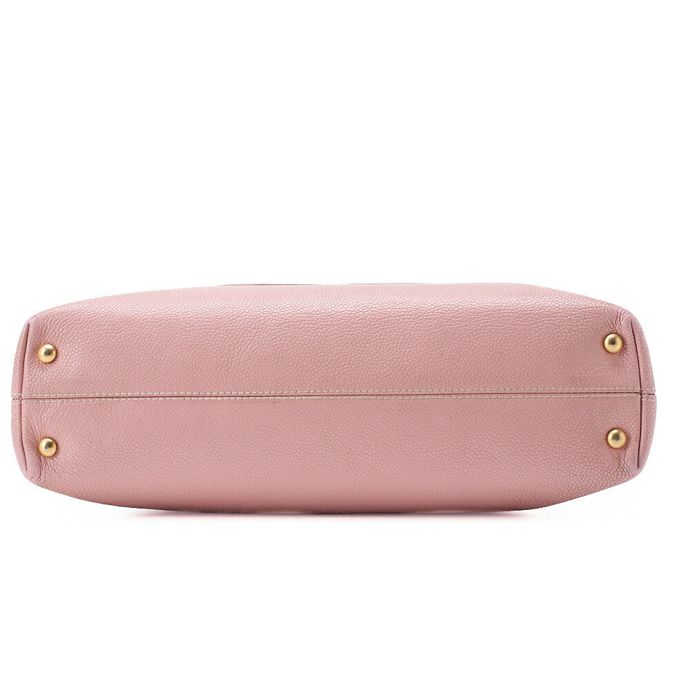 CHANEL Caviar Skin Matelasse Cocomark Large Size Tote Bag Pink Gold-Tone Hardware, Pre-Owned