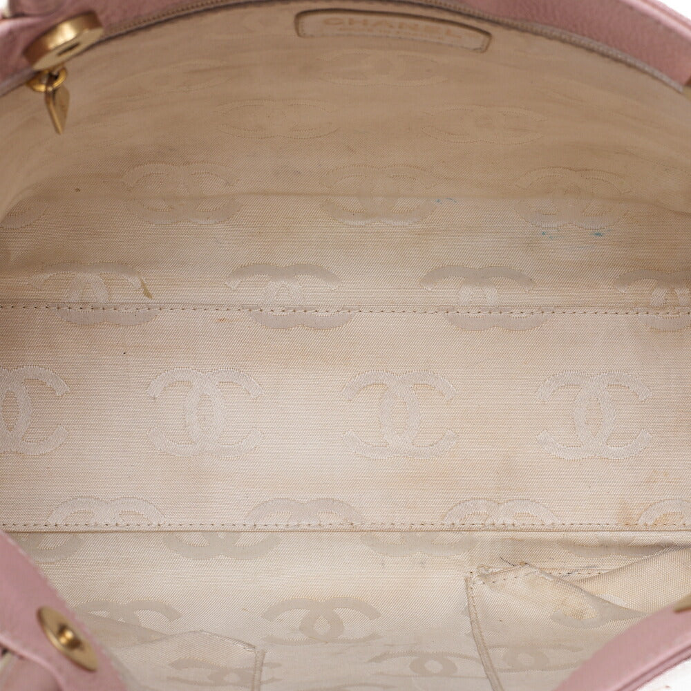 CHANEL Caviar Skin Matelasse Cocomark Large Size Tote Bag Pink Gold-Tone Hardware, Pre-Owned