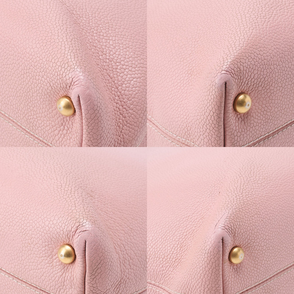 CHANEL Caviar Skin Matelasse Cocomark Large Size Tote Bag Pink Gold-Tone Hardware, Pre-Owned
