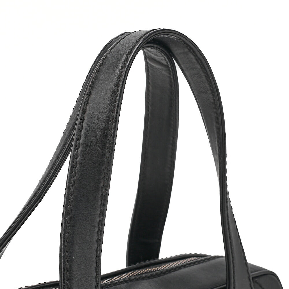 CHANEL Coco Mark Wild Stitch Handbag Calfskin Black Gold-Tone Hardware, Pre-Owned