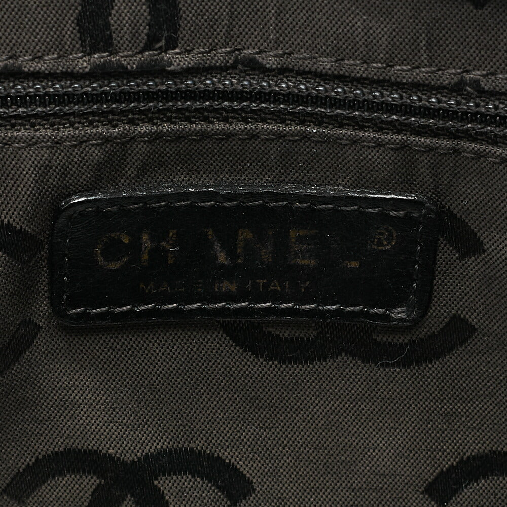CHANEL Coco Mark Wild Stitch Handbag Calfskin Black Gold-Tone Hardware, Pre-Owned