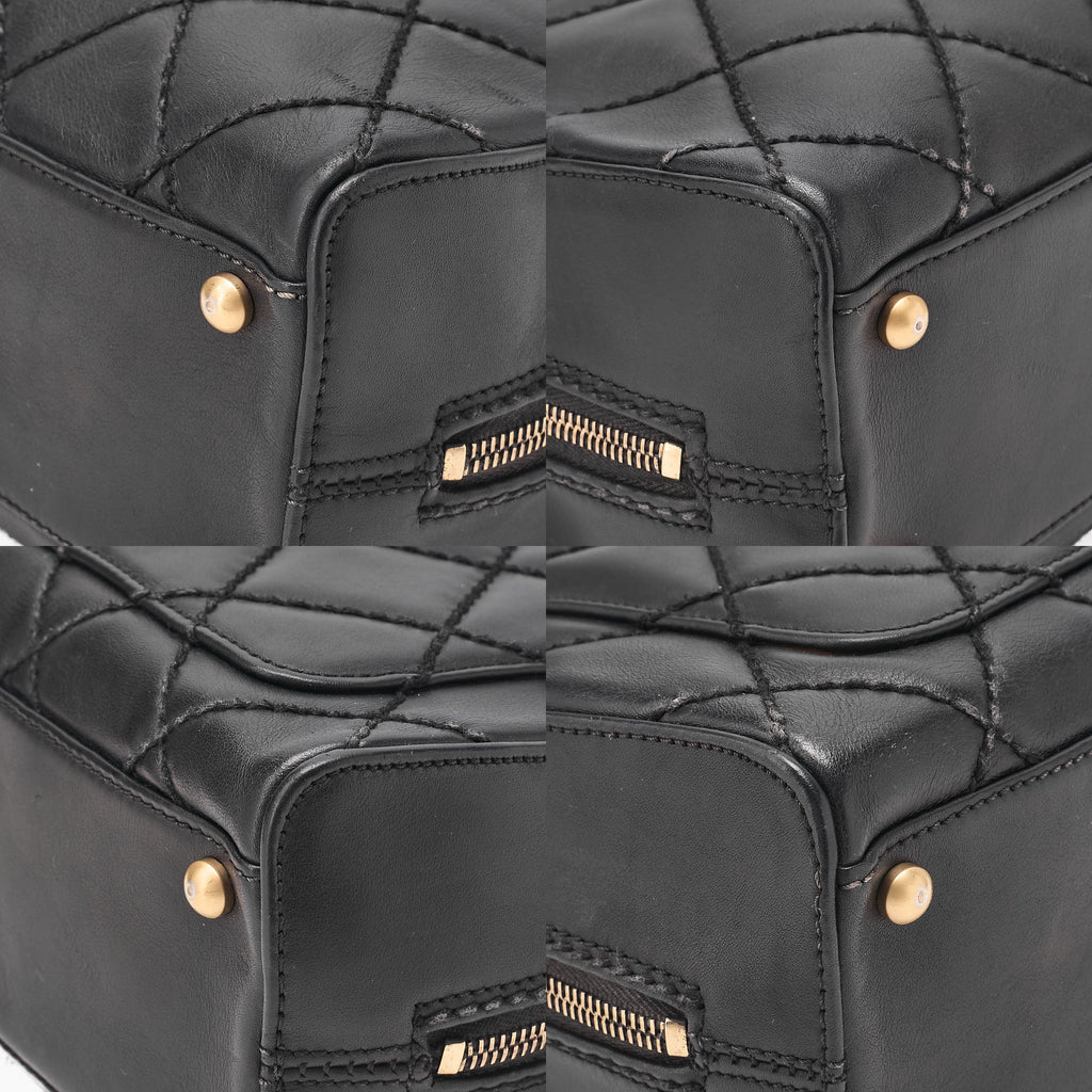 CHANEL Coco Mark Wild Stitch Handbag Calfskin Black Gold-Tone Hardware, Pre-Owned