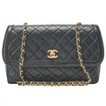CHANEL Shoulder Bag Matelasse Design Flap Chain Shoulder Lambskin Black Gold-Tone Hardware, Pre-Owned