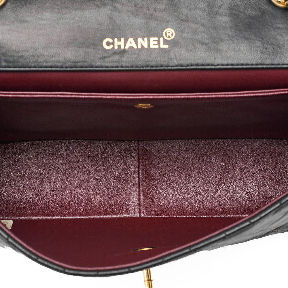 CHANEL Shoulder Bag Matelasse Design Flap Chain Shoulder Lambskin Black Gold-Tone Hardware, Pre-Owned