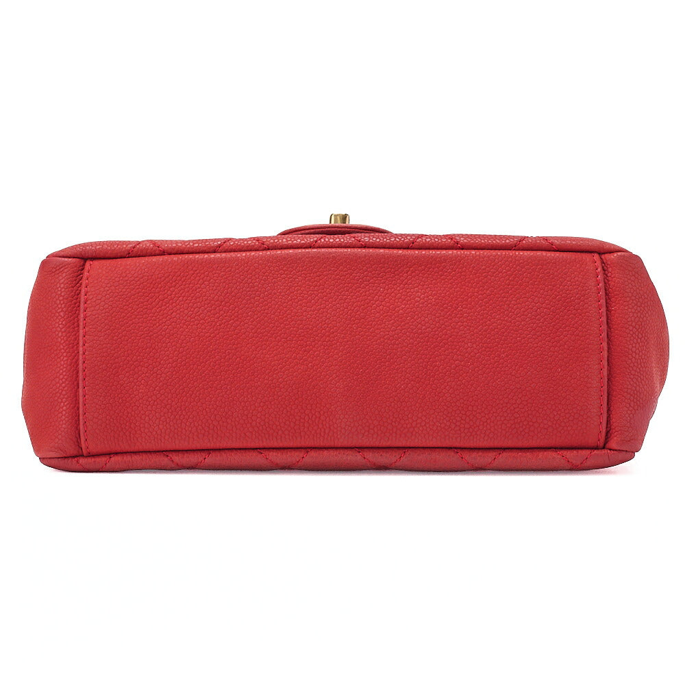 CHANEL Caviar Skin Matelasse Single 2-way Chain Shoulder Red Gold-Tone Hardware, Pre-Owned
