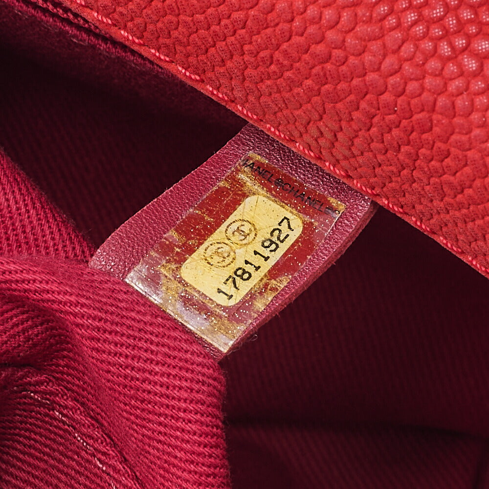 CHANEL Caviar Skin Matelasse Single 2-way Chain Shoulder Red Gold-Tone Hardware, Pre-Owned