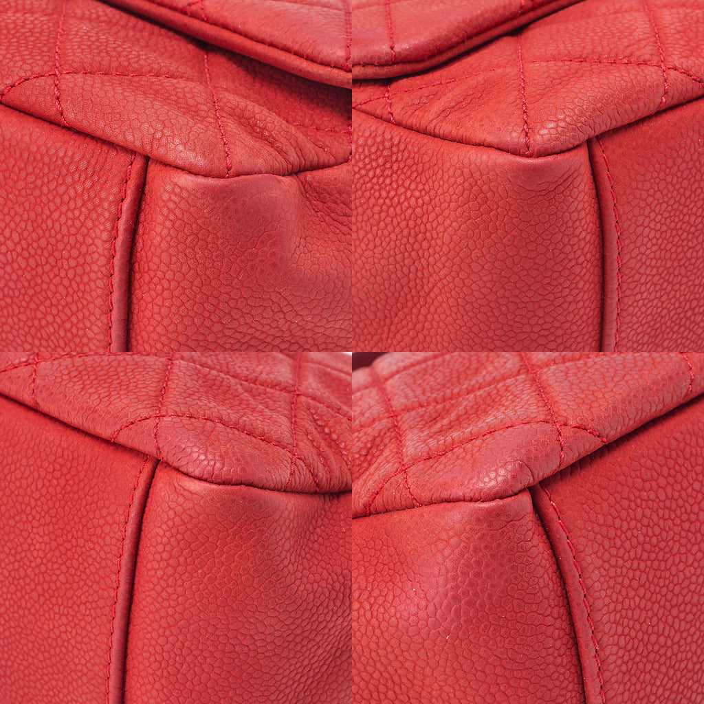 CHANEL Caviar Skin Matelasse Single 2-way Chain Shoulder Red Gold-Tone Hardware, Pre-Owned