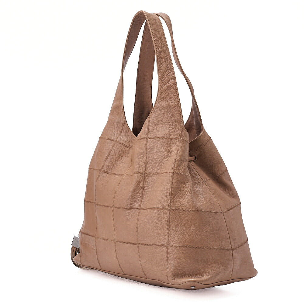 CHANEL Shoulder Bag Tote Bag Chocolate Bar Fringe Caviar Skin Beige Silver-Tone Hardware, Pre-Owned