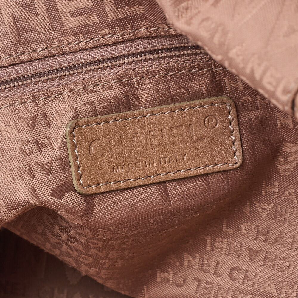 CHANEL Shoulder Bag Tote Bag Chocolate Bar Fringe Caviar Skin Beige Silver-Tone Hardware, Pre-Owned