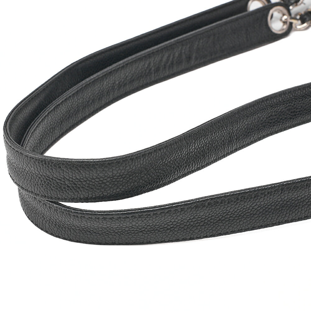 CHANEL Matelasse Outside Flap Shoulder Bag Caviar Skin Black (Silver Fittings) Women's Bag High Brand [Used] [Free Shipping]