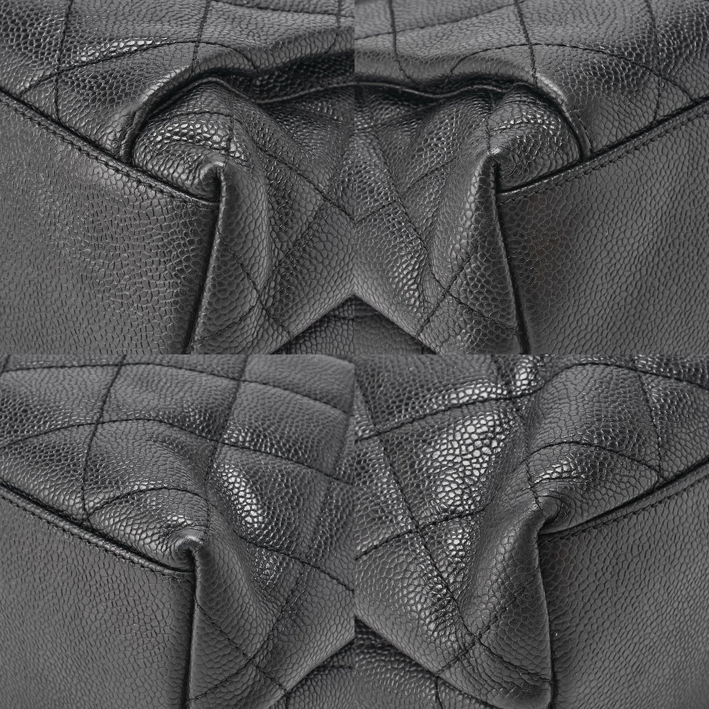 CHANEL Matelasse Outside Flap Shoulder Bag Caviar Skin Black (Silver Fittings) Women's Bag High Brand [Used] [Free Shipping]