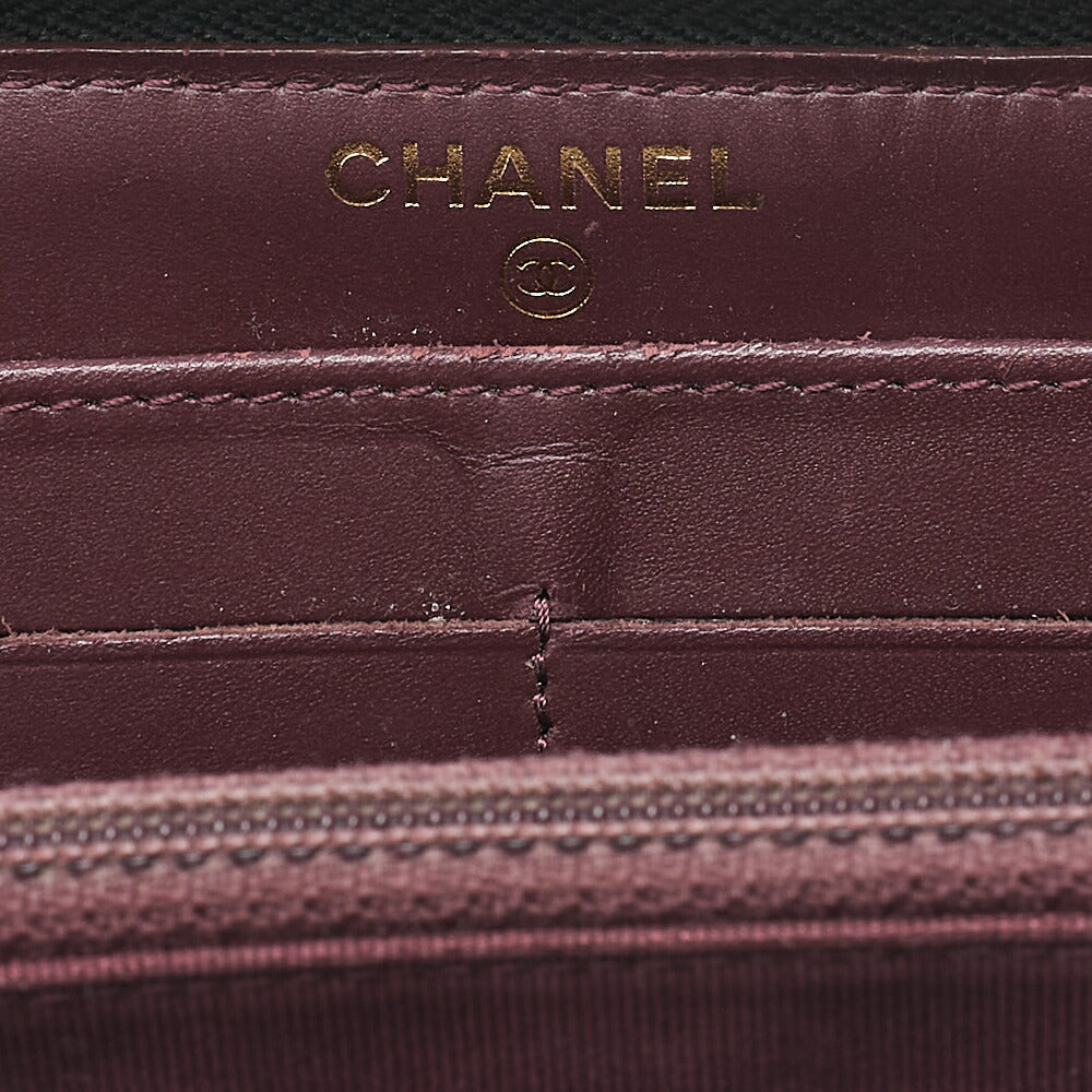 CHANEL Matelasse Round Long Wallet Caviar Skin Black Gold-Tone Hardware, Pre-Owned